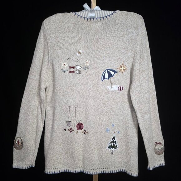 C.J. Banks Hand Embroidered "Seasons" Sweater 14W - Picture 7 of 11